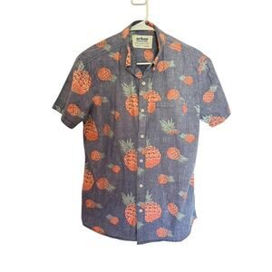 Urban Pipeline Mens Shirt Short Sleeve Button Up BlueHawaiian Pineapple Sz M
